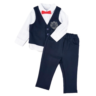 Костюм жилет брюки рубашка для мальчика Little star 166243 синий белый 1